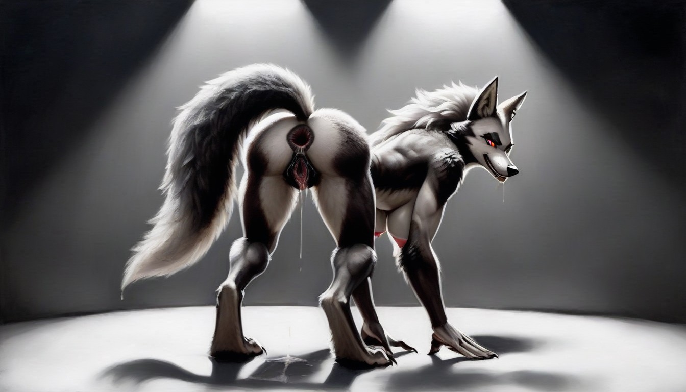 Detailed Anus, Dark Anus, Jagged Labia Furry AI Porn