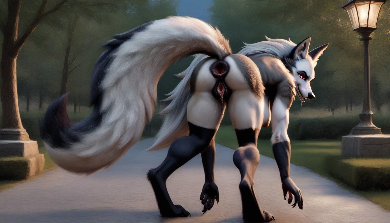 Facing Away, Wolf, Stretch Ass Furry AI Porn