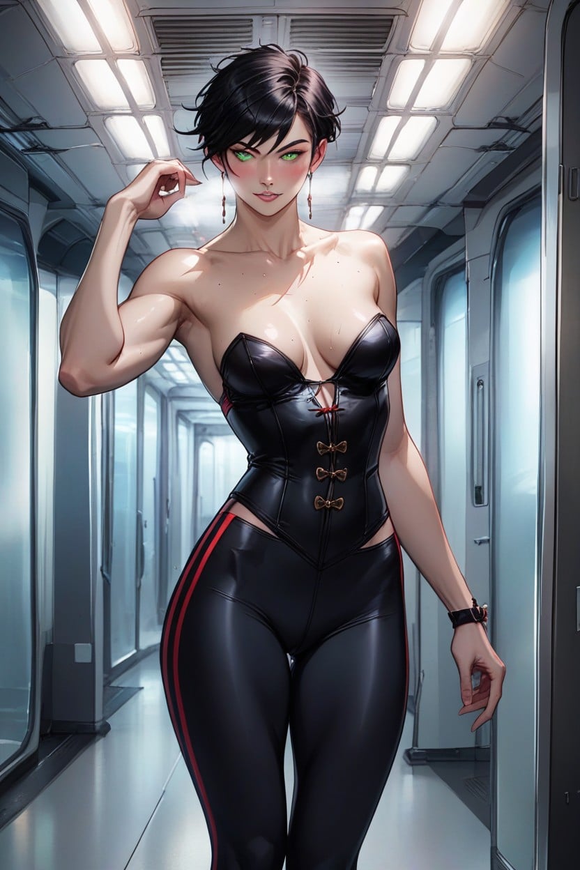 Corset, Very Short Hair, Black Hair Hentai AI Porn