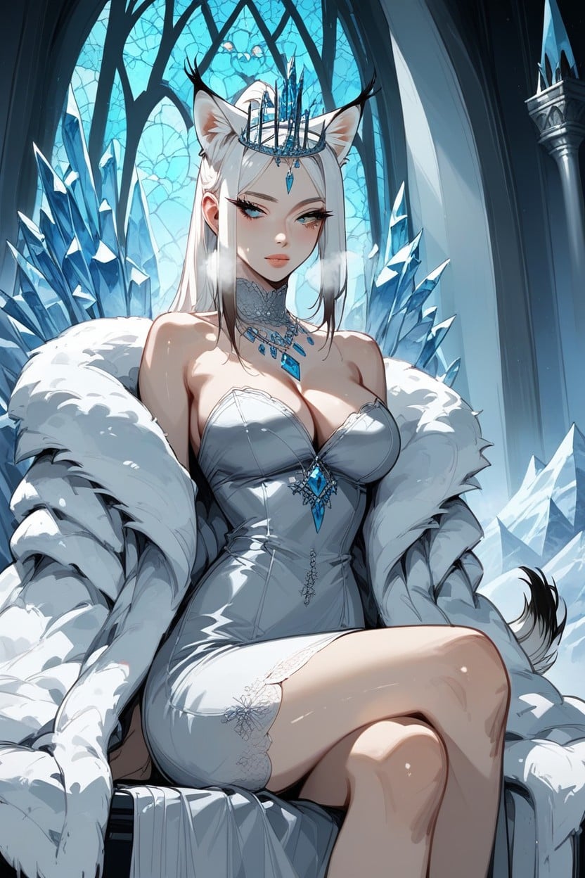 18+, Sitting On Ice Throne, Blushing Hentai AI Porn