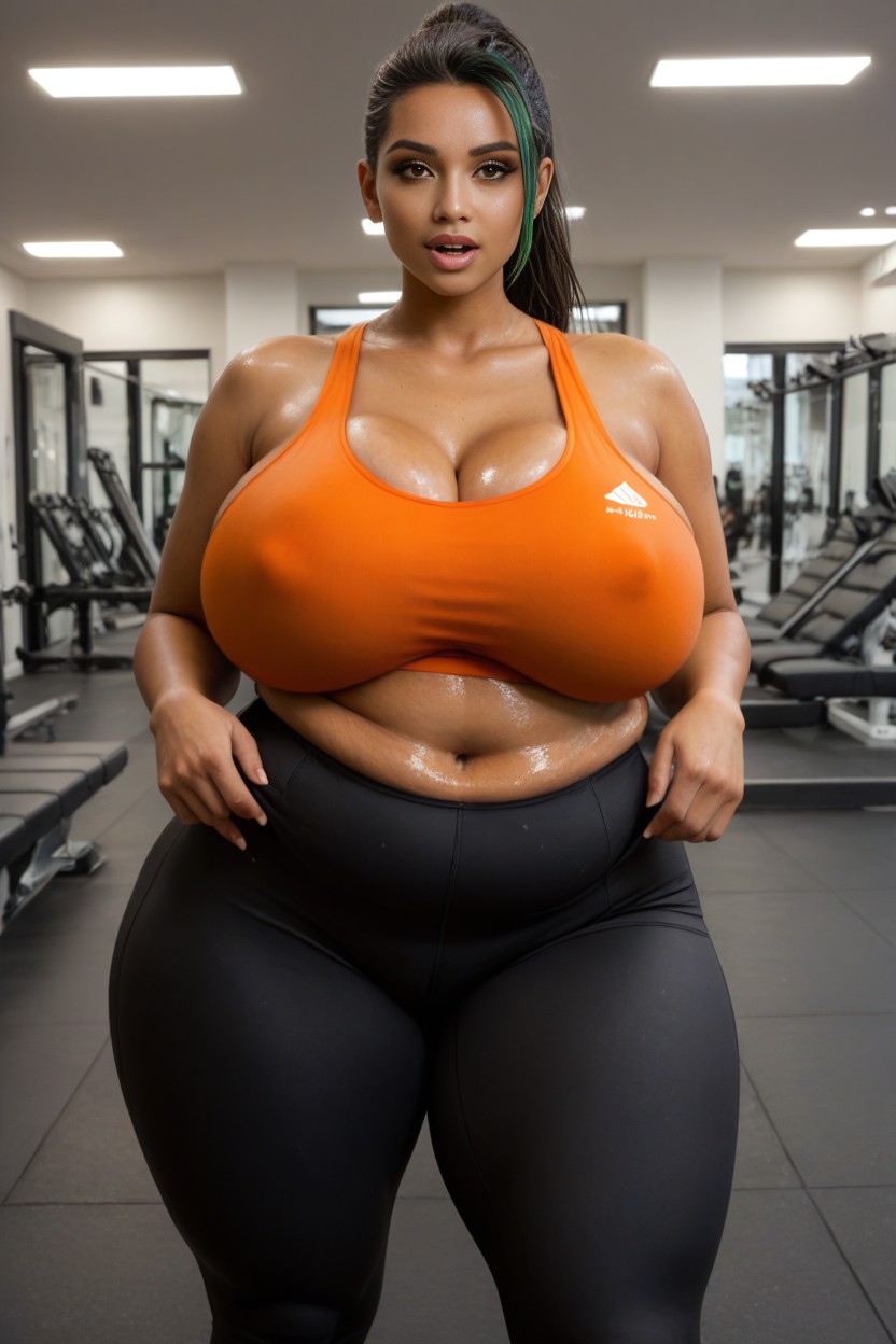 Fat, Exaggerated Gigantic Breasts, Front View AI Porn