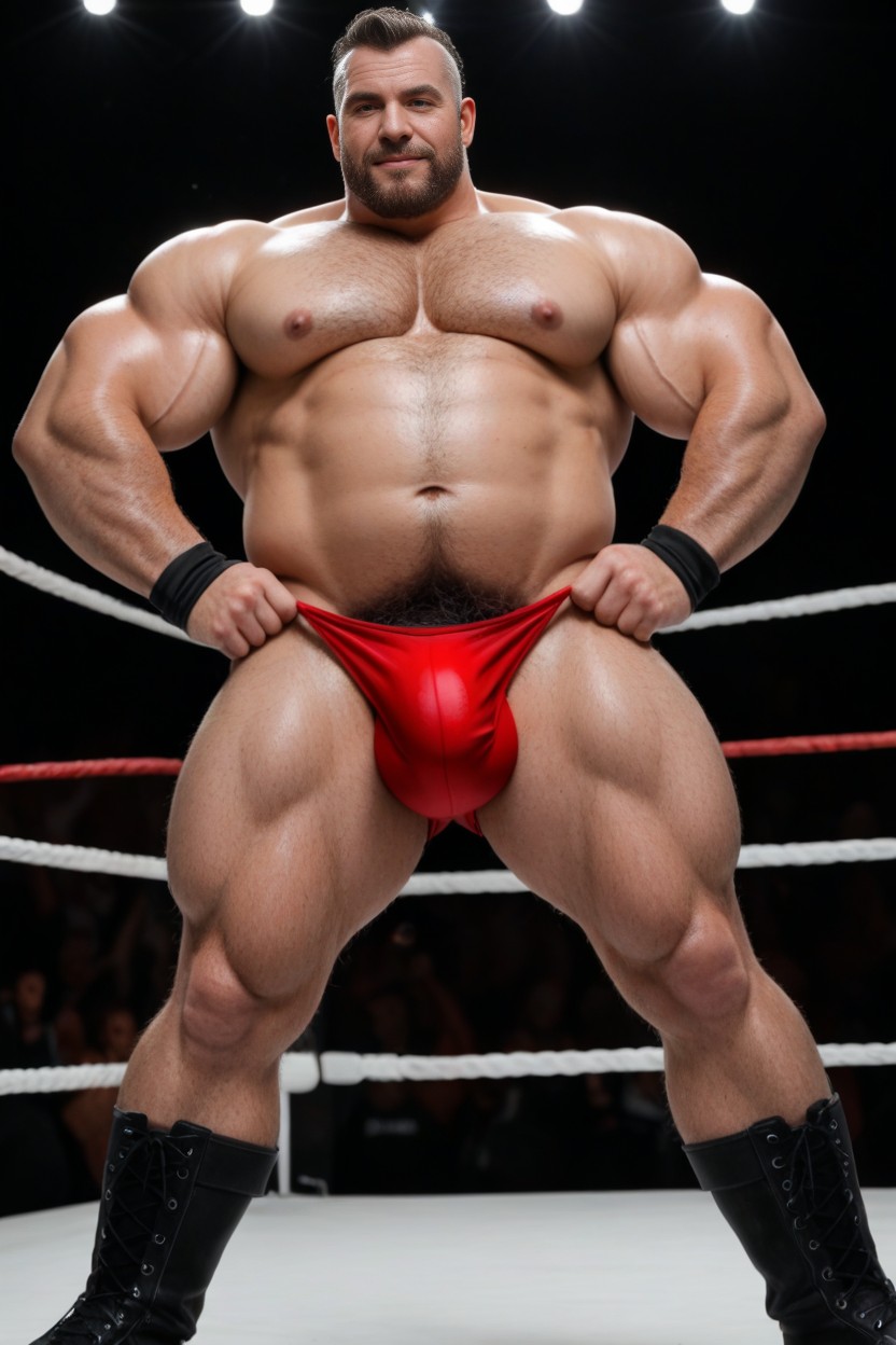 Hyper Hairy Pecs, Fat, Huge Cock AI Gay Porn