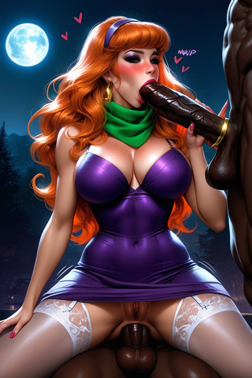 Ginger, Garter Belt, Gigantic Black Cock AI Porn