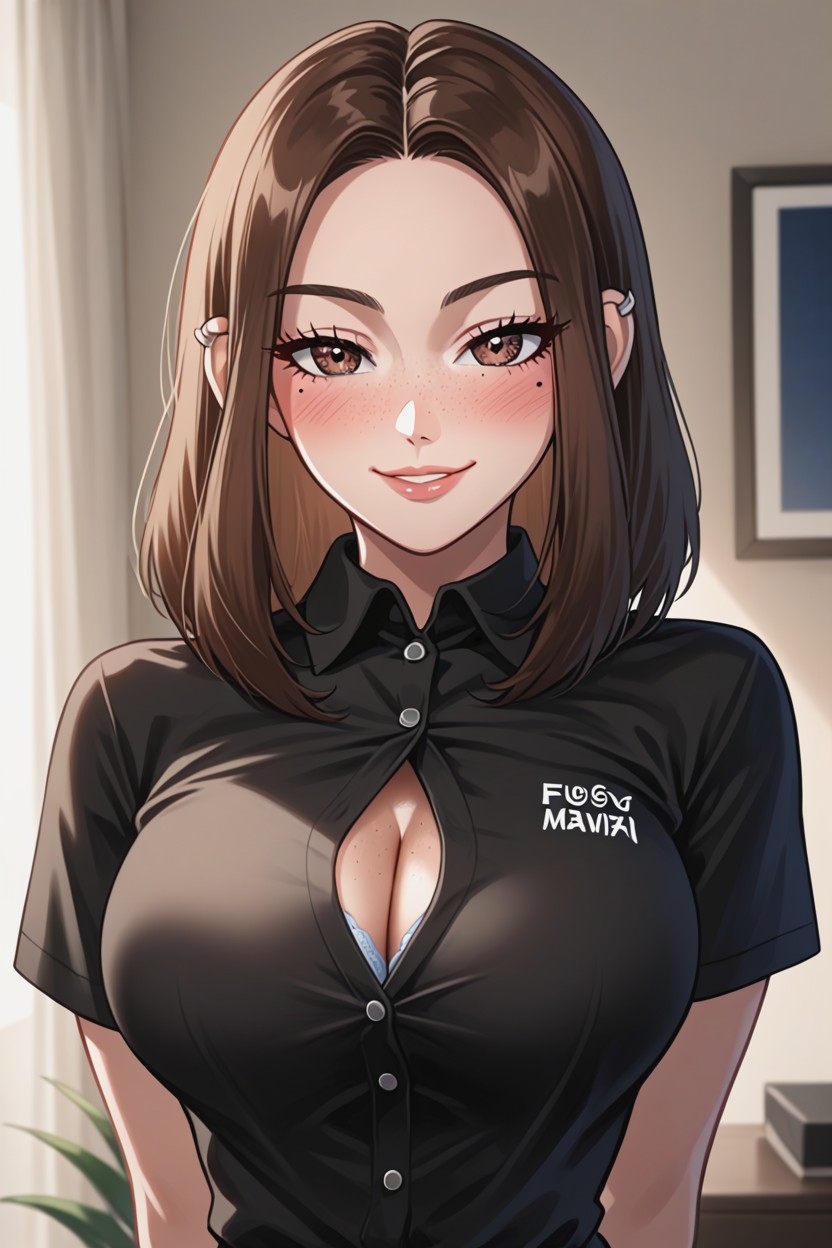 Freckles, Glossy Lips, Disney Pixar Animation Style AI Porn