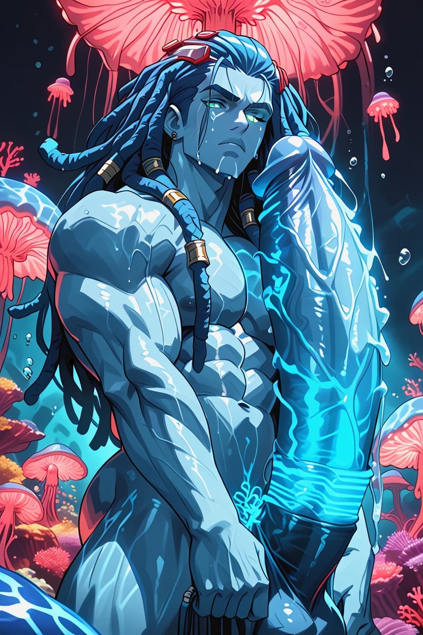 Huge Chin, Huge Oversized Torso, Luminescent Body AI Gay Porn