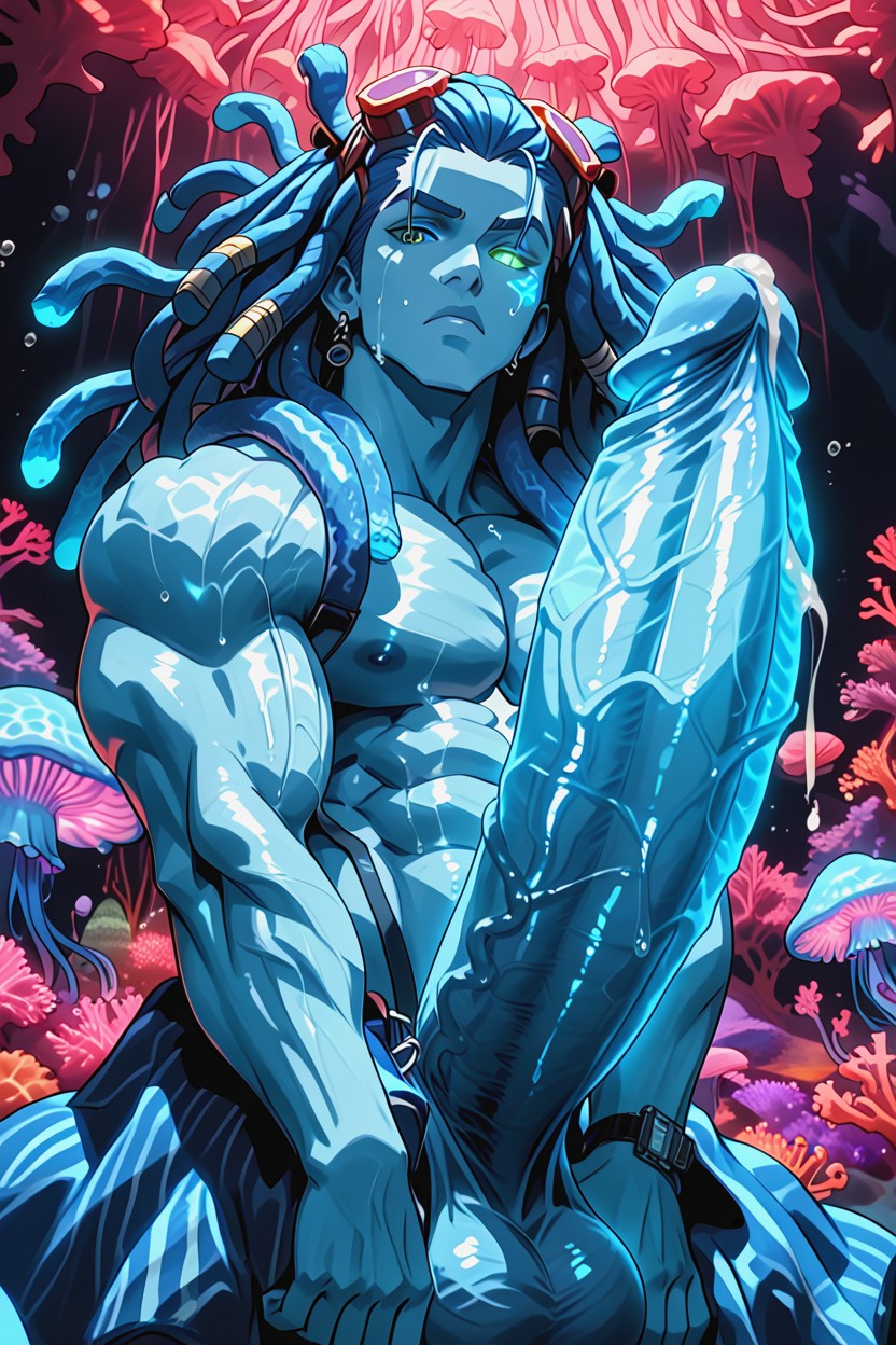 Octane Render, Long Hair, Oversized Muscles AI Gay Porn