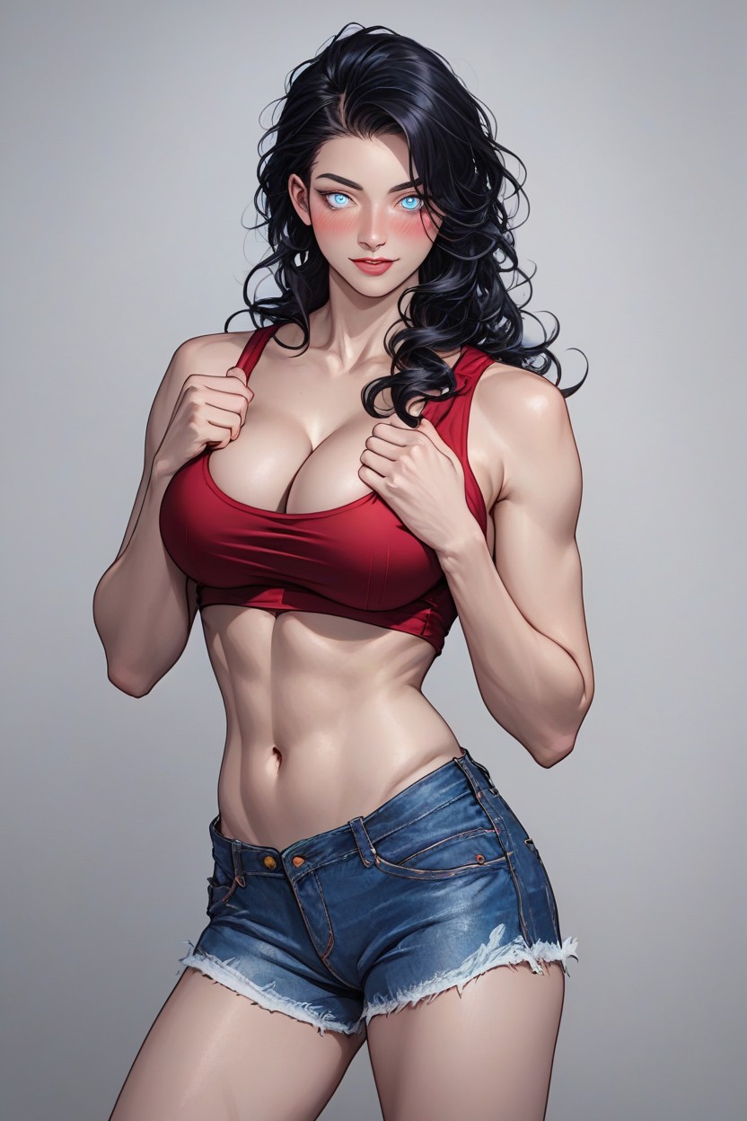 Stomach Shown, Naked Legs, Massive Breast Hentai AI Porn