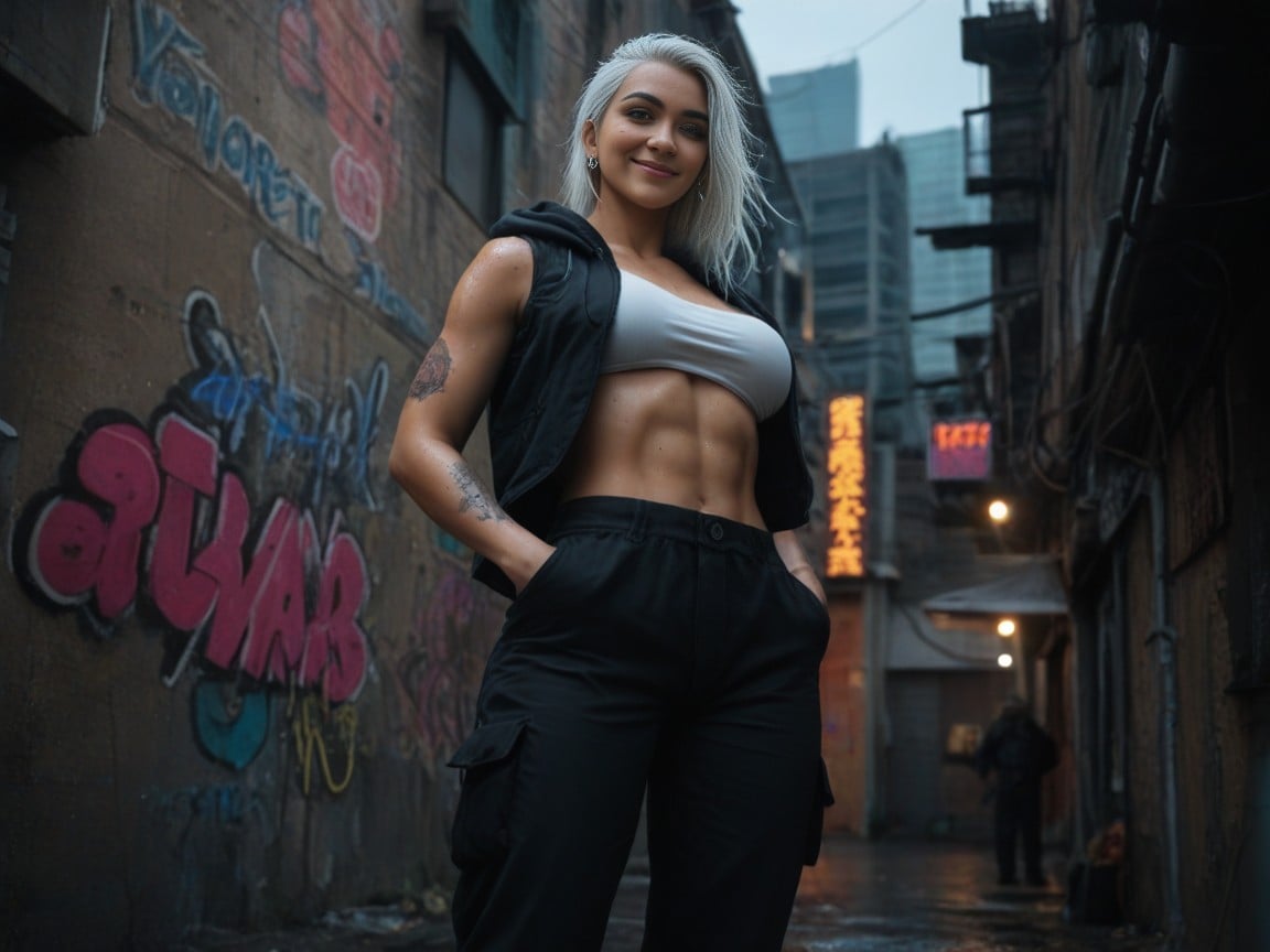 Asian, / Cargo Pants, Tattoos AI Porn
