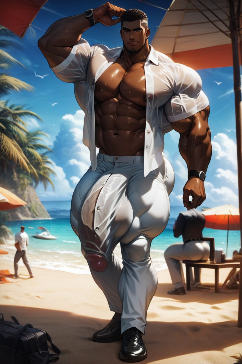 Big Bulge, Button Of Pants Open, Hyper Bulge AI Gay Porn