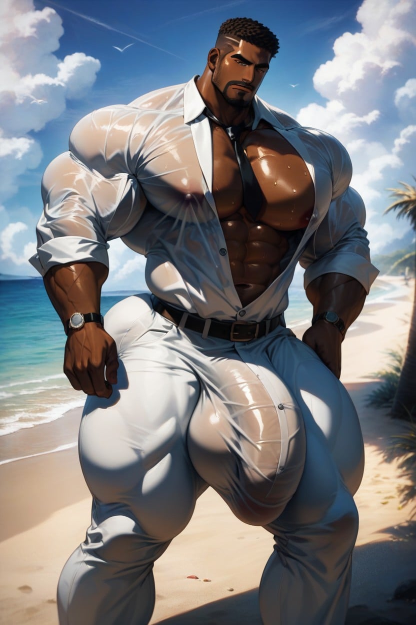 Thong Outline Showing In Pants, African, Hyper Ass AI Gay Porn