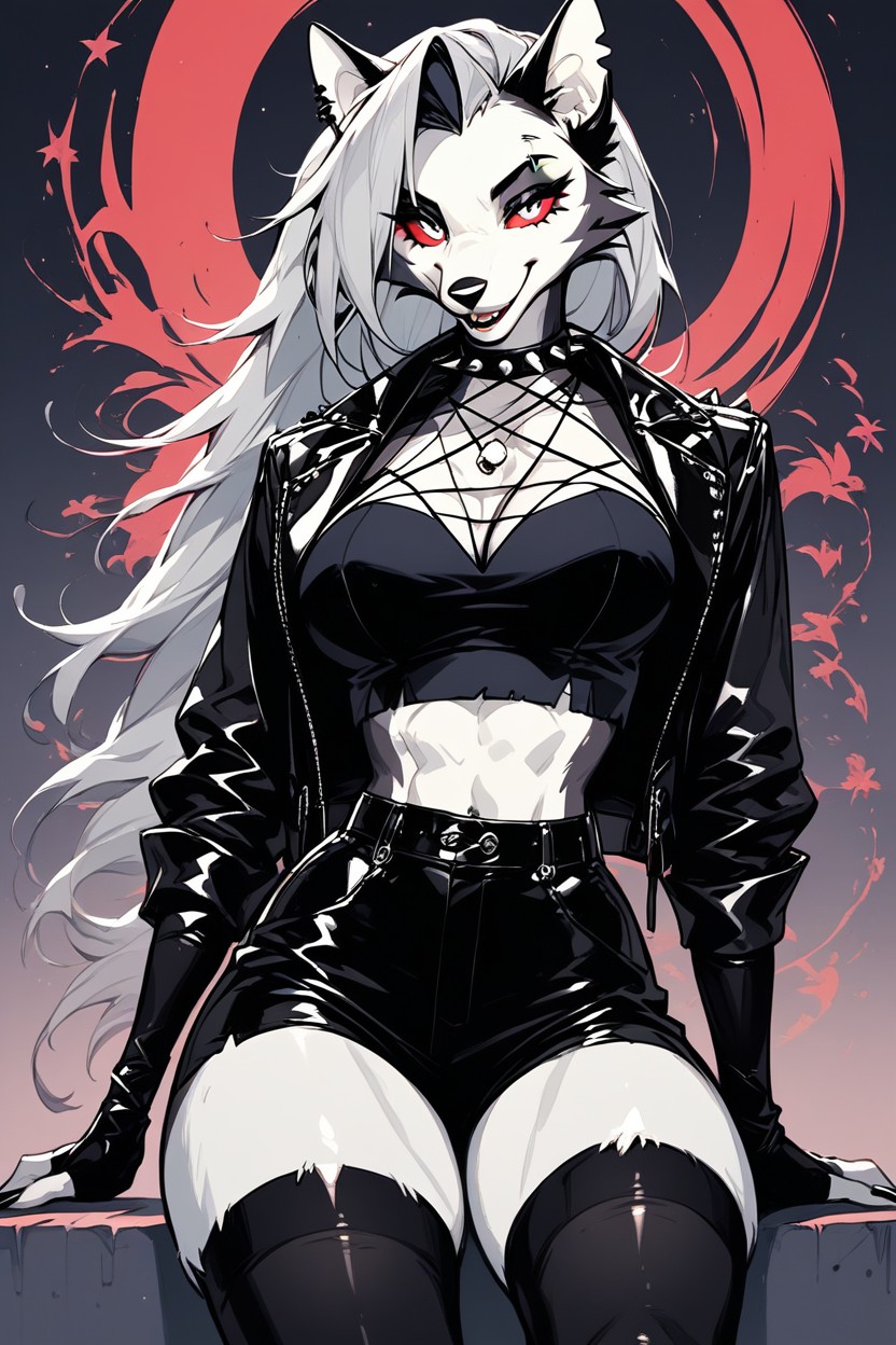Perfect Representation Of The Character, Long Straight Silver Hair, Wasp Waist Furry AI Porn