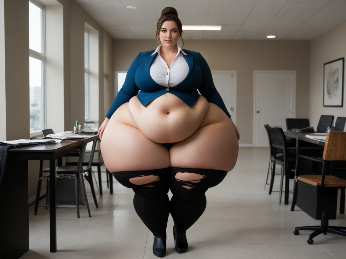 Disproportionately Huge Hips, Extremely Large Ass, Weight Gain AI Porn