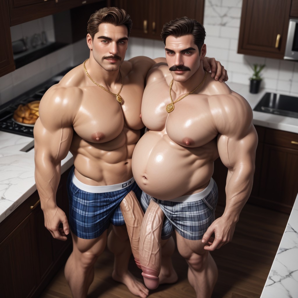 Wearing Gold Necklace, Meaty Dick, Long Cock AI Gay Porn