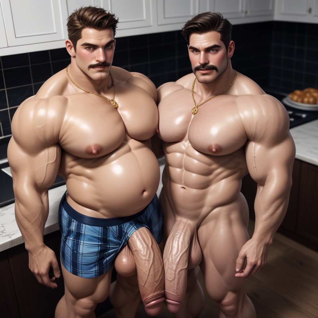 Big Hyper Long Cock, Mustache, Huge Meaty Cocks AI Gay Porn