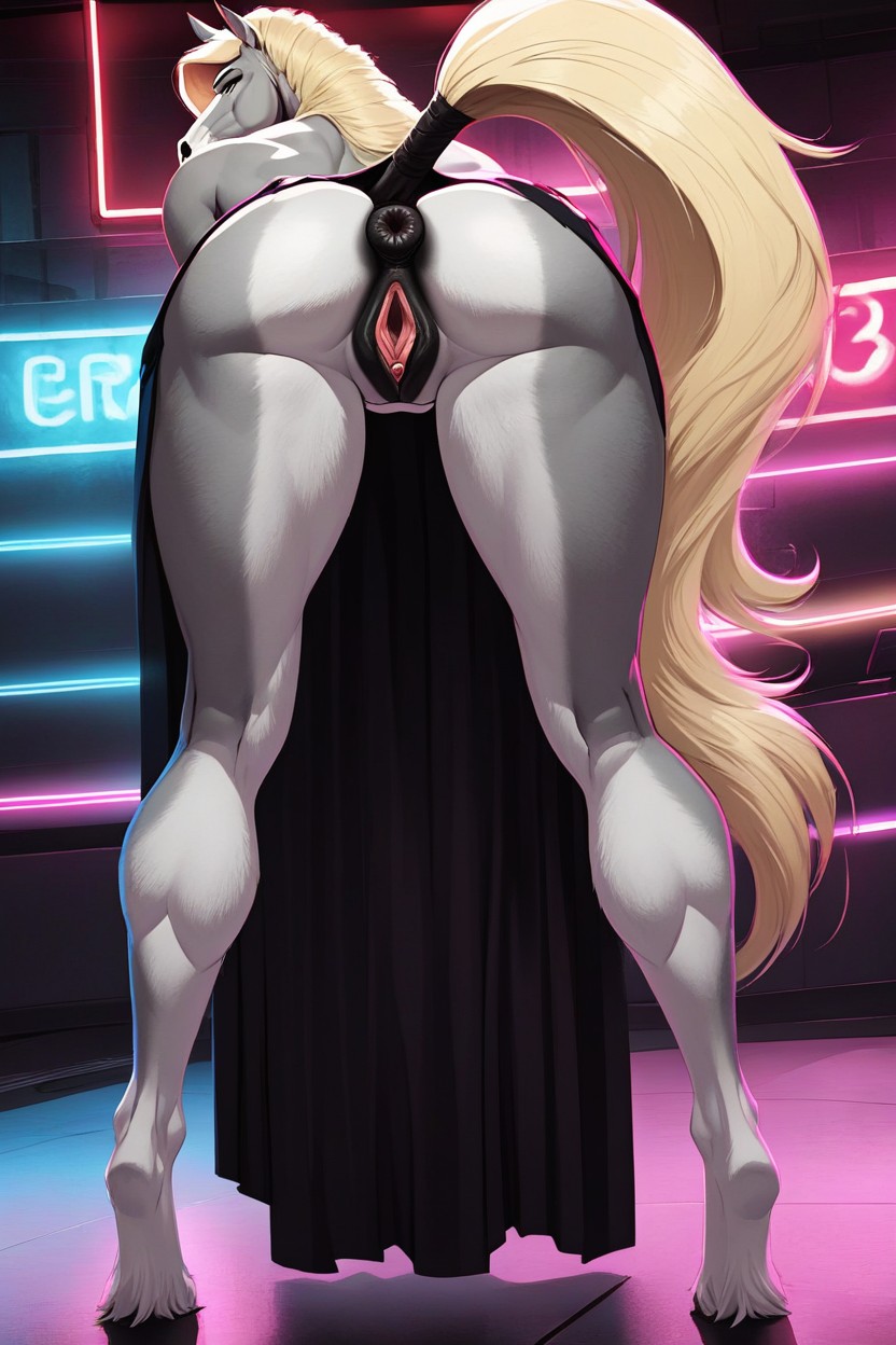 No Panties, Bent Over, Horse Furry AI Porn