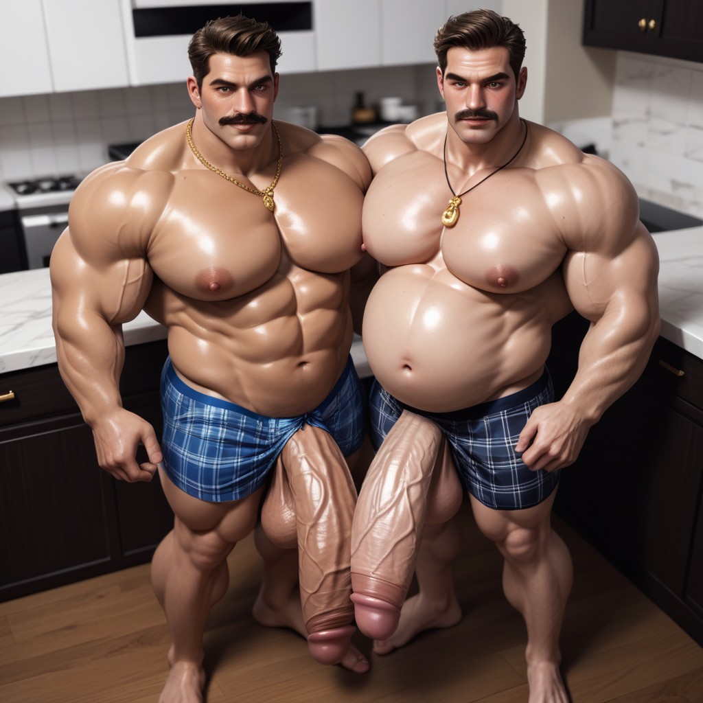 Brown Hair, Big And Thick, Gigantic AI Gay Porn