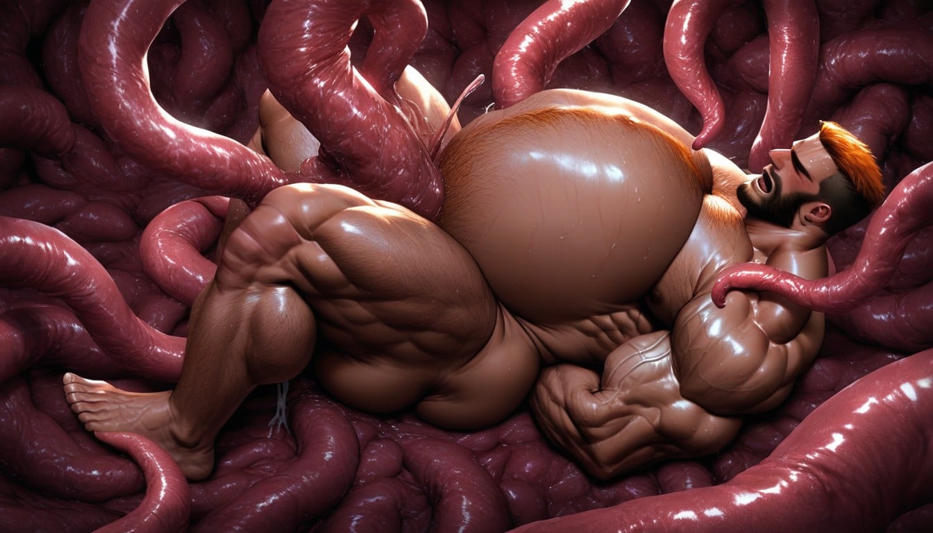 Arched Body, Beard Bodybuilder, In Place Of Alien Pool AI Gay Porn