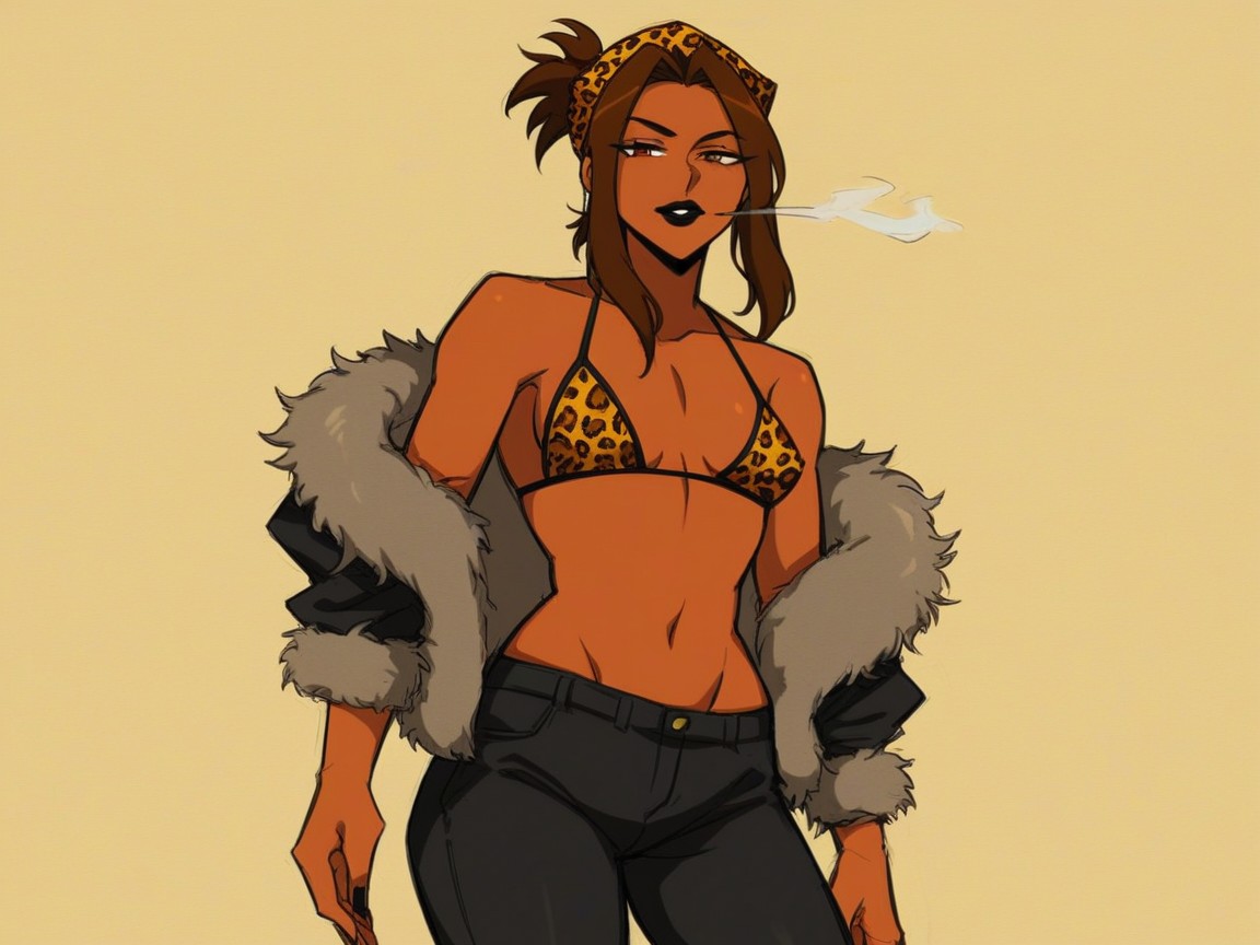 Modern Setting, Wearing Leopard Print Clothes, Low Chest Width Porno IA Hentai