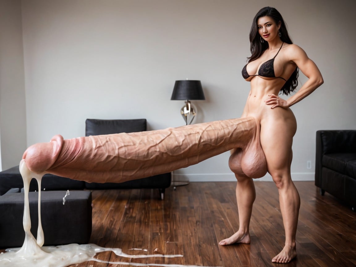 Standing, Extreme Cock Size, Cock Dripping Cum AI Porn