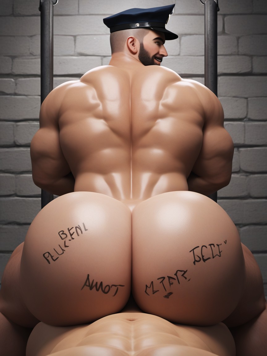 Body Writing, Bottom Looks Evil, Extremely Large Ass AI Gay Porn