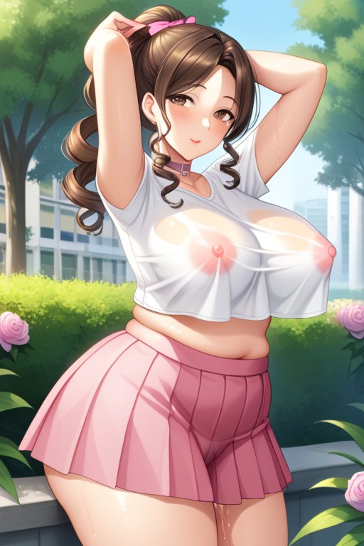 Perfect Waist, Looking At Viewer, Ponytail Hentai AI Porn