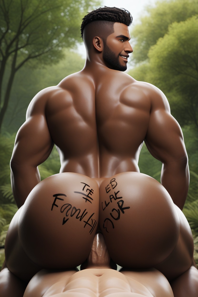 Bottom Kills White Tops With His Hole, Big Muscular Bubble Butt, Body Writing AI Gay Porn