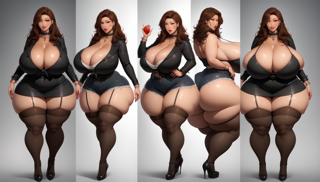 The Most Ultra Mega Hyper Enlarging Fat Breasts Expansion Ever To Be Seen, Standing, Gothic BBW AI Porn