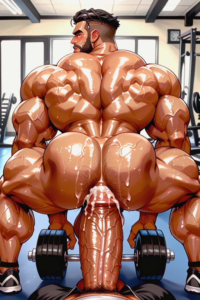 Broad Nose, Blushing Face, Huge Muscular Body AI Gay Porn