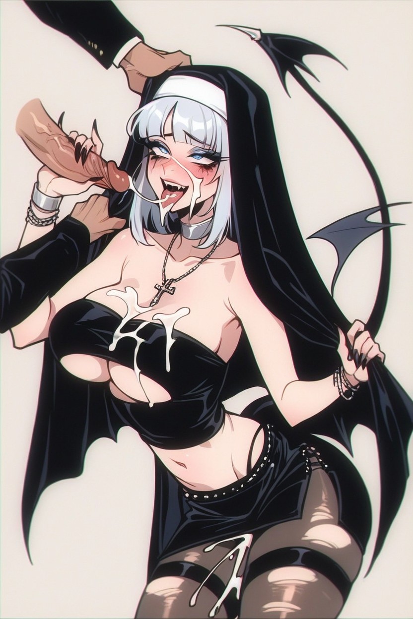 Silver Choker, Eyeliner, Long Legs Hentai AI Porn
