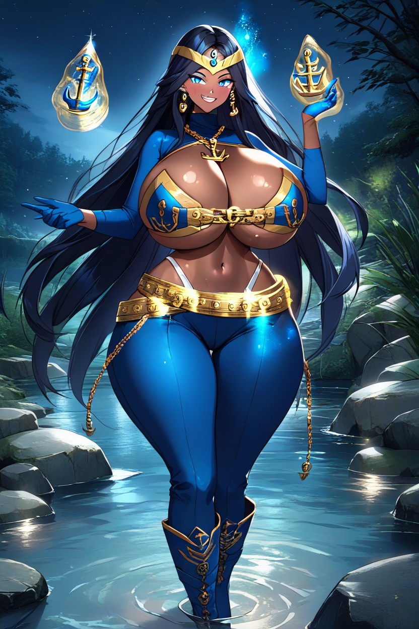 River, Huge Ass, Blue Eyeliner Hentai AI Porn