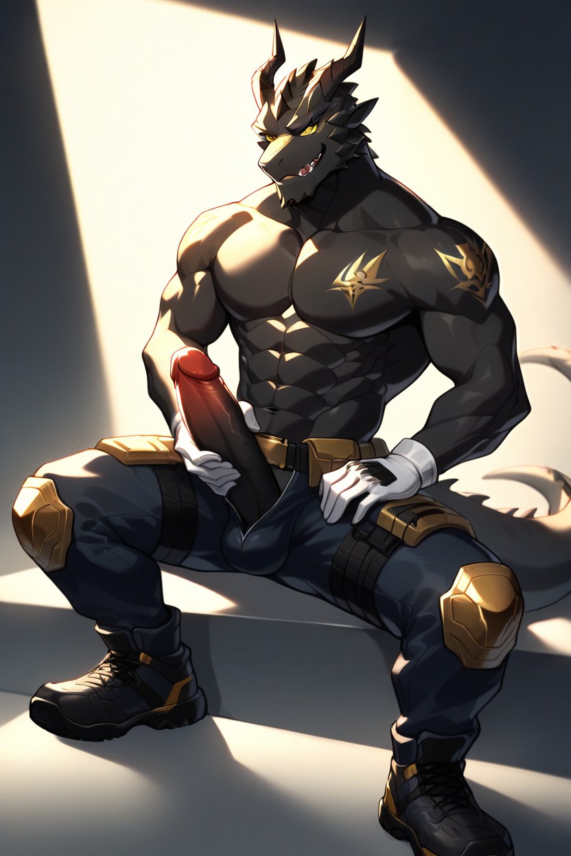 Dramatic Posefurry, Sci-fi Military Aesthetic, En Forme Porno IA Gay
