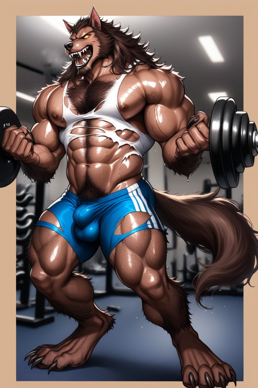 Dangling Hairy Nutsack, Muscular, En Forma Porno gay IA