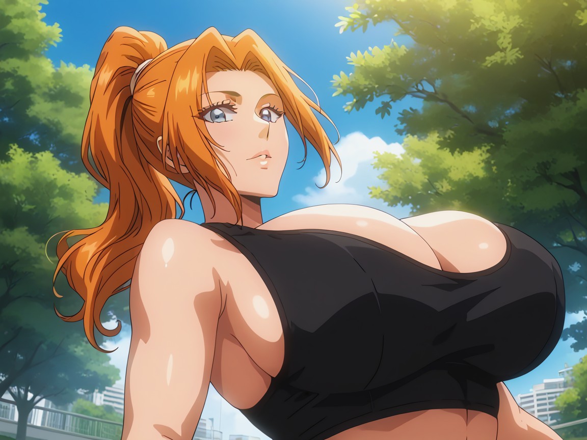 Breasts, Garden, Black Sports Bra Hentai AI Porn