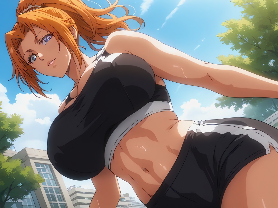 Vibrant Colors, Ponytail Hair Style, De Abajo Hacia Arriba Hentai IA