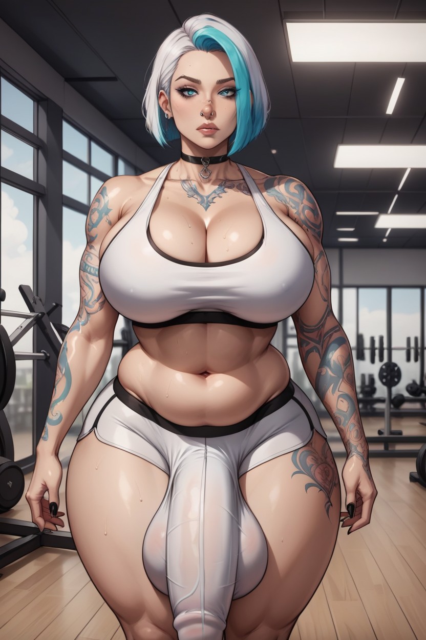Thicc Goth Woman, Fully Clothed, Black Painted Nails Hentai AI Porn