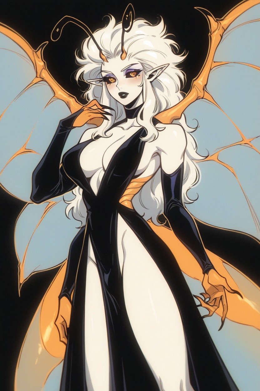 Long Arms, Sparse Black Scales On Shoulders, Segmented Antennae Atop Head Sharp Hentai AI Porn