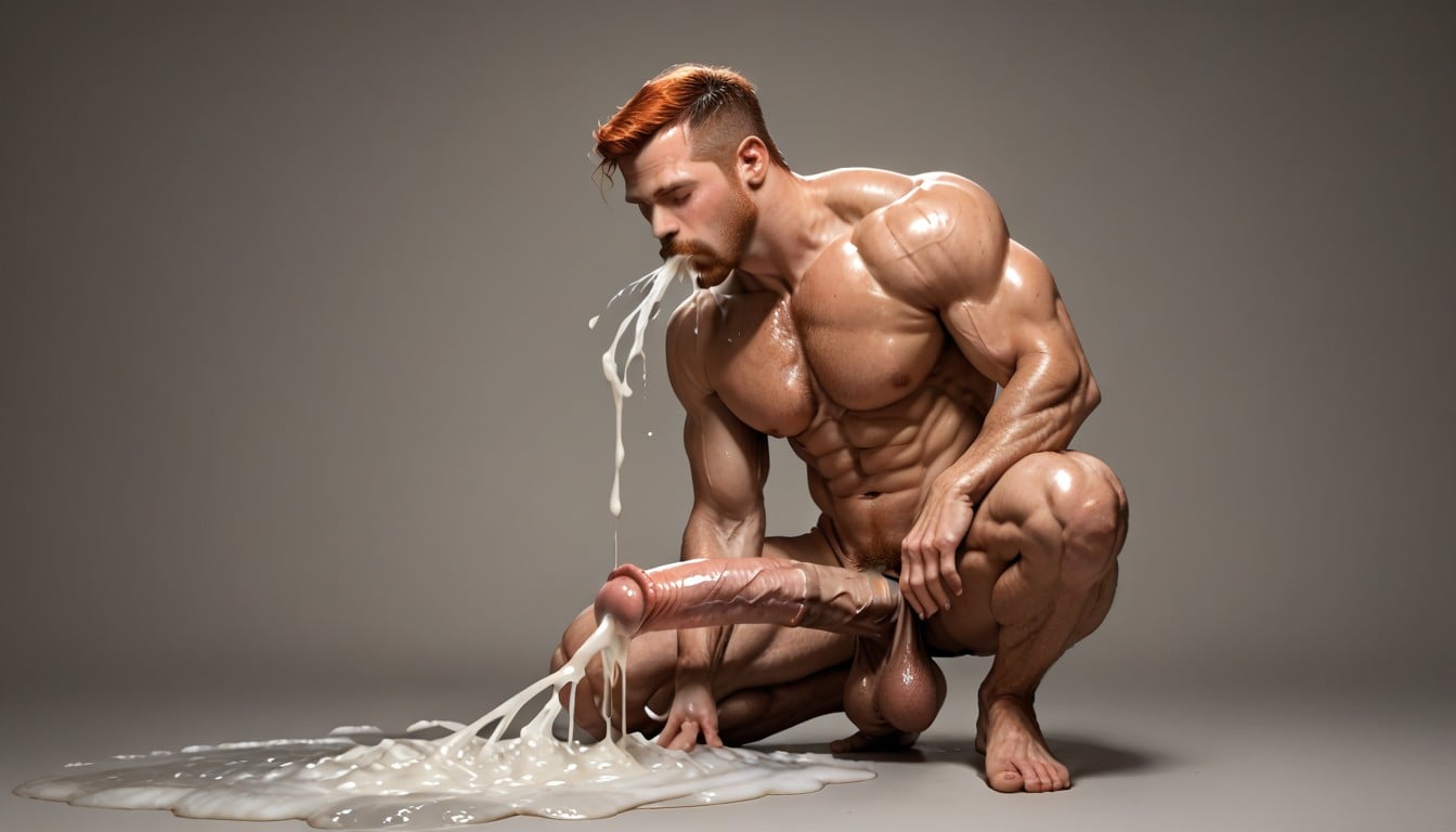 Muscular Man, Mustache, Large Wide Flare Equicock AI同性恋黄片