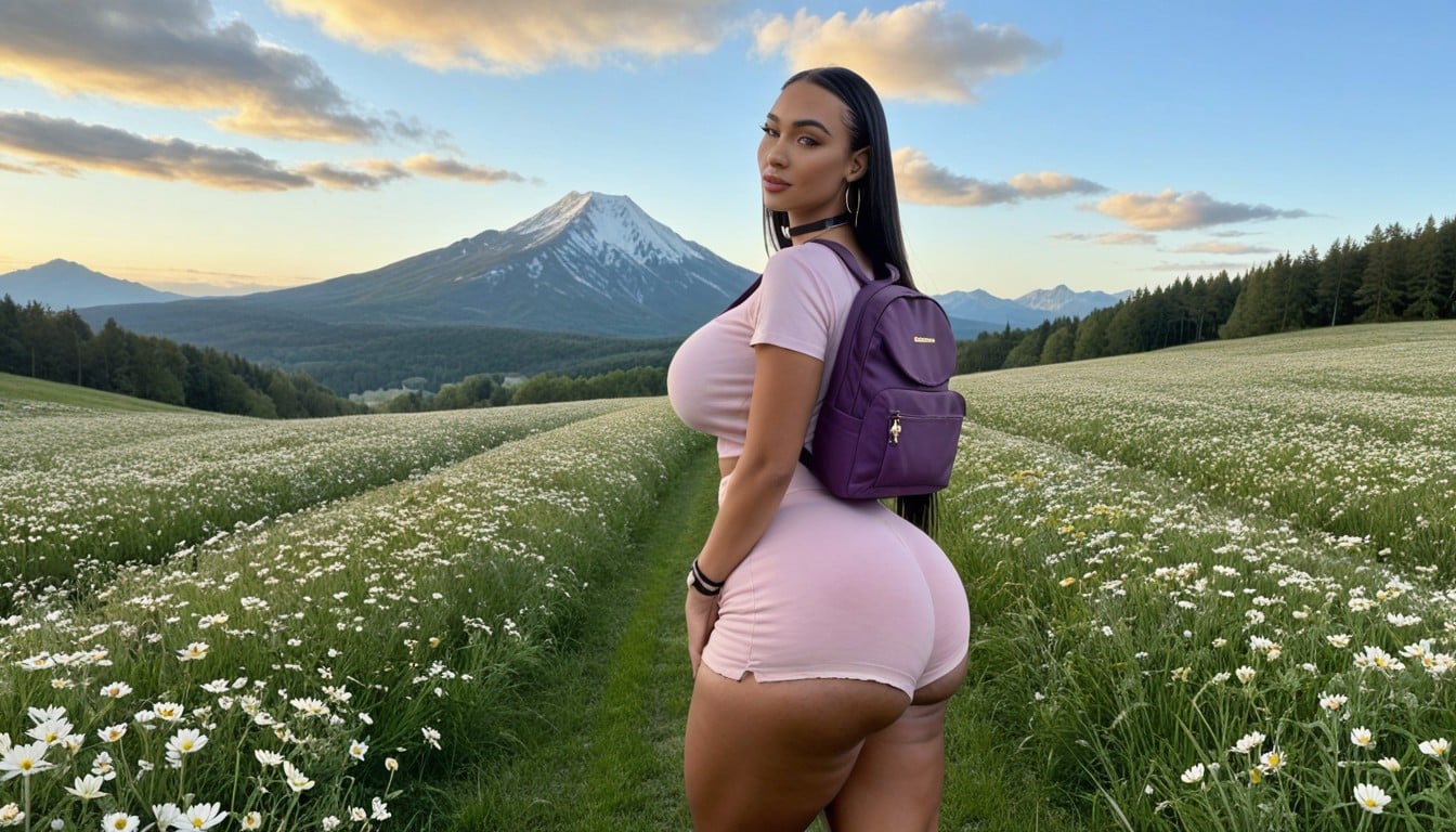 Bulging Butt, Tall Grass, Mountains AI Porn