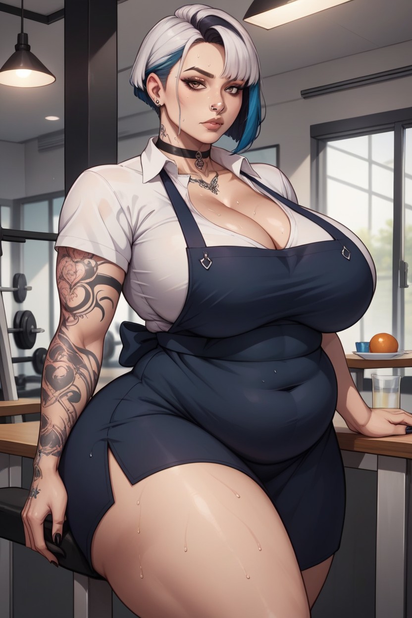 Soft Belly, Bangs, Tattoo Hentai AI Porn
