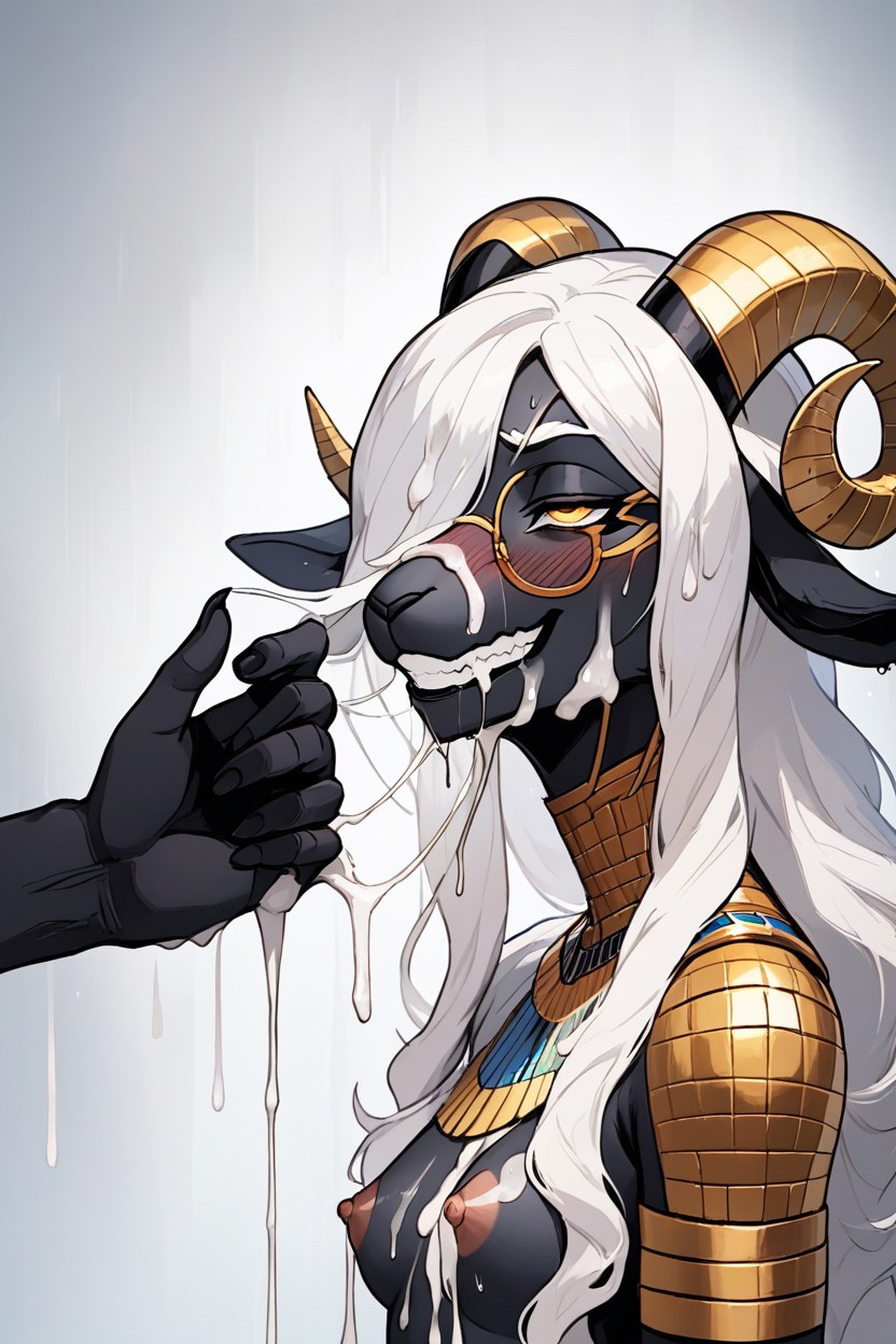 Drooling, White Hair, Half Closed Eyes Furry AI Porn
