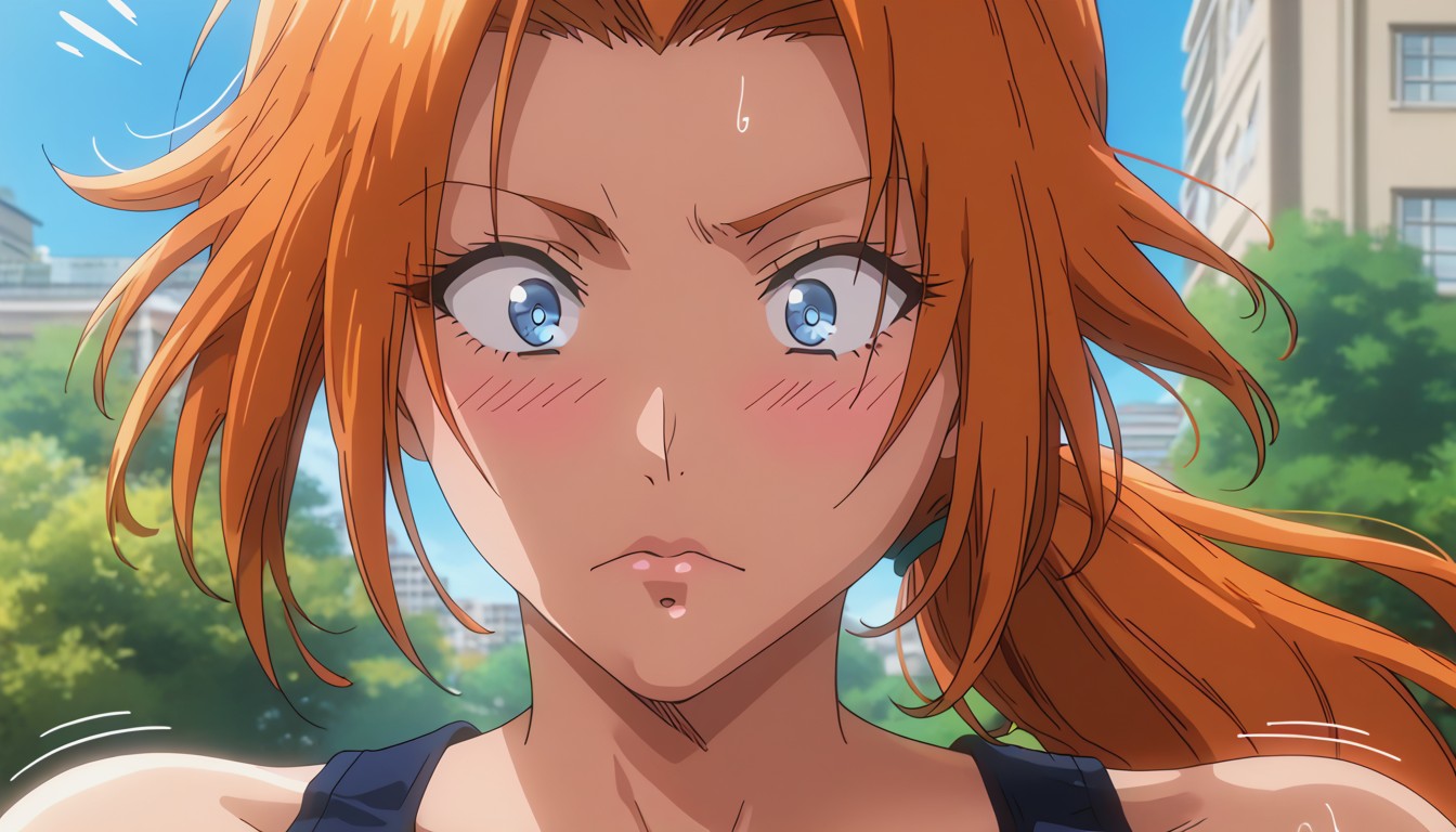 Line Effect, City Garden, Embarrassed Face Hentai AI Porn