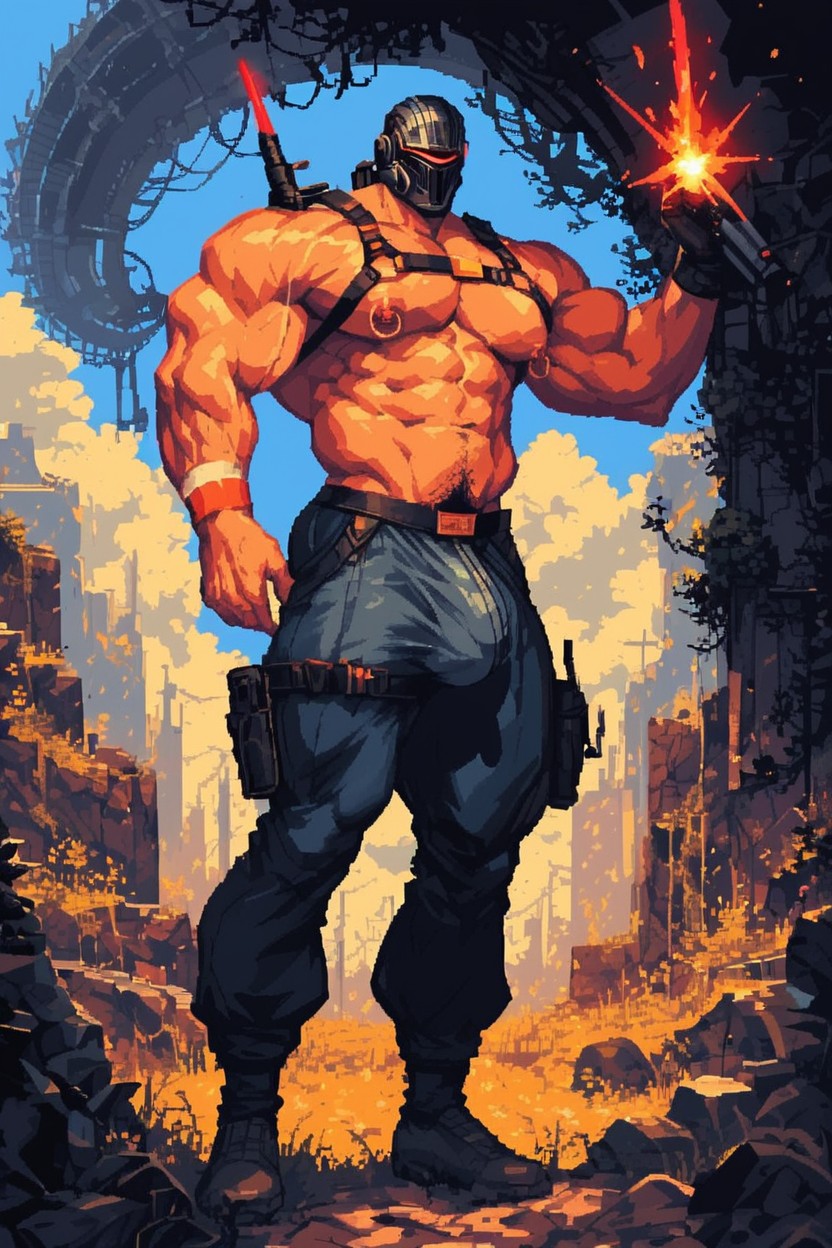 Gay, Horny, Black And Orange Chest Harness Porno IA Gay