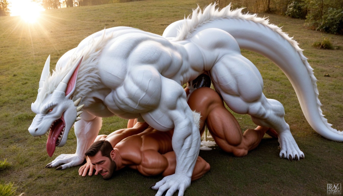 Gigantic White Dragon Fucks Furry Werewolf Anal Only, Werewolf Spit Roast, Octane Render Porno gay IA