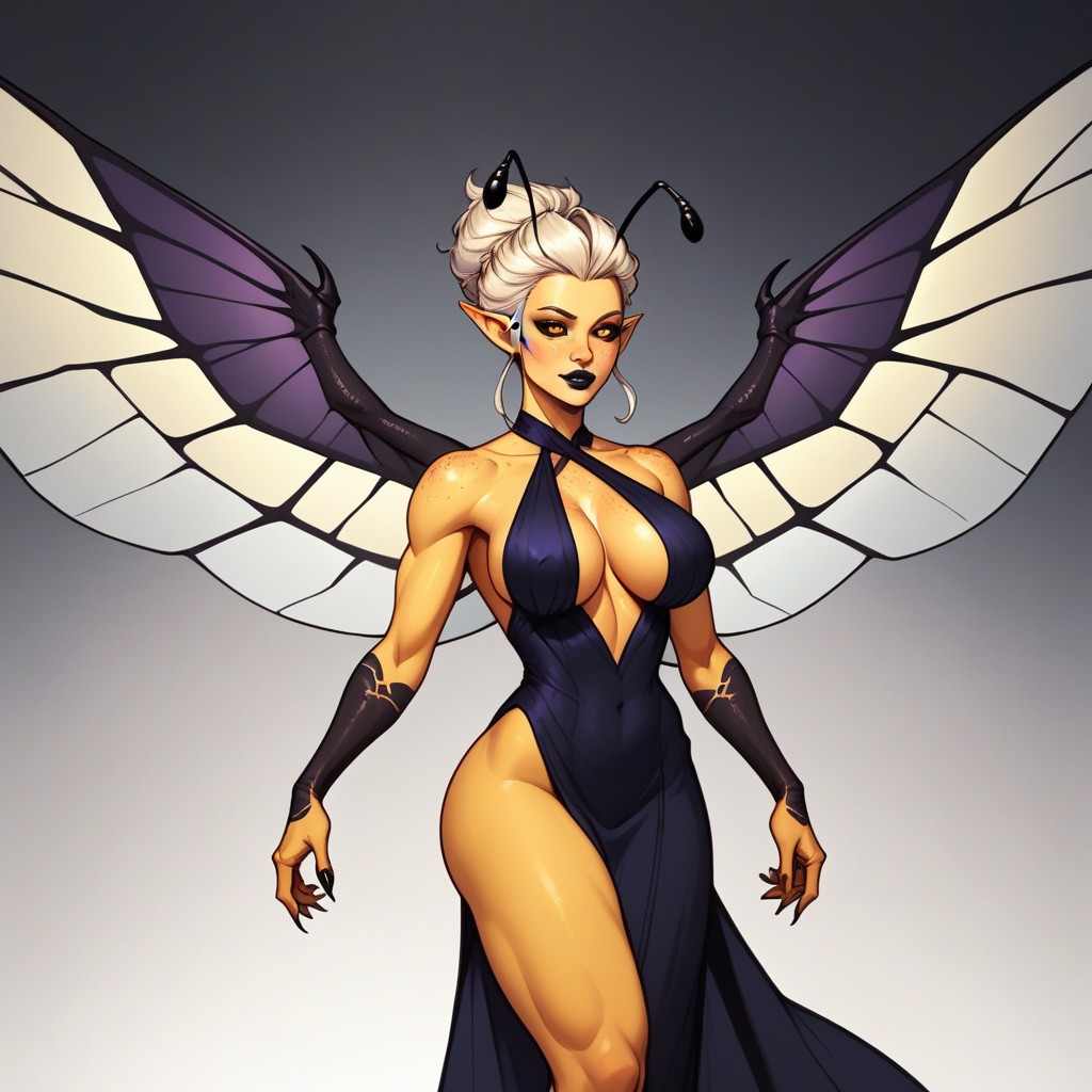 Womanly Figure, Orange Irises, Black Sclera Hentai AI Porn