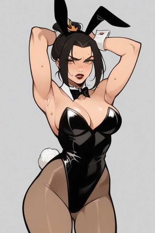 Standing, Front View, Black Hair Hentai AI Porn