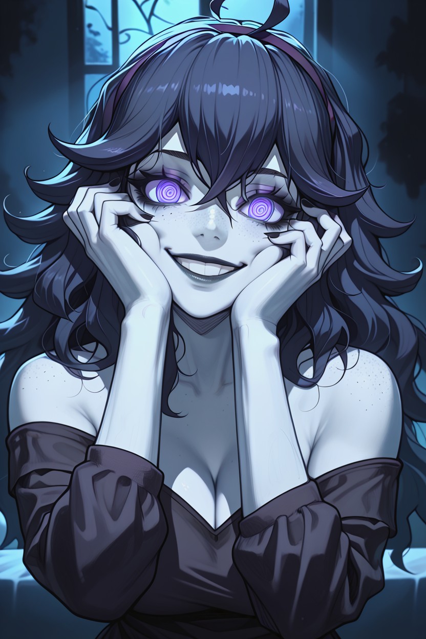 Pale Skin, Seductive Pose, Hands On Face Hentai AI Porn