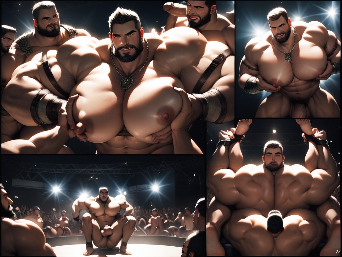 Bearded, Piernas Abiertas, Horny Expression Porno gay IA