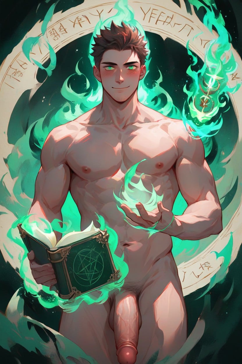 Runes, Focus On Penis, Floating AI Gay Porn