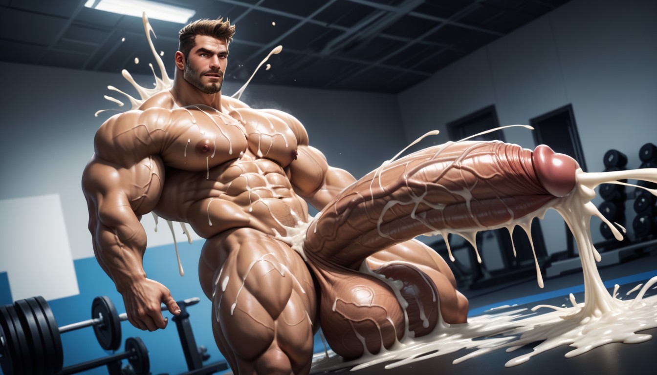Cock Bigger Than Leg, Gallons Of Cum, Exploding With Ball Growth Pornografia gay com IA