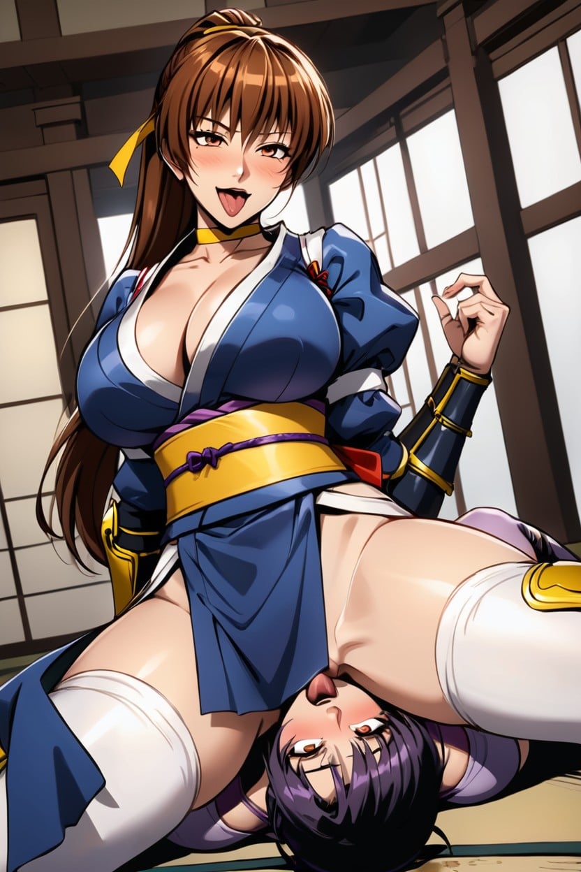 Long Hair, Arm Guards, Huge Breasts Hentai AI Porn